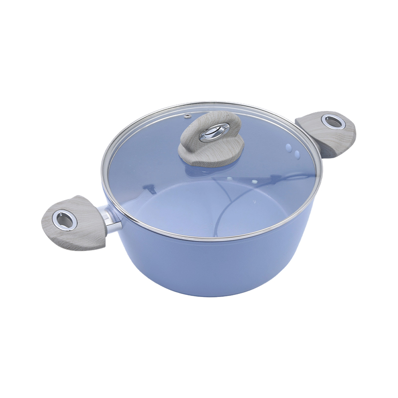 Casserole Aluminium Tempa dengan Lapisan Keramik Biru