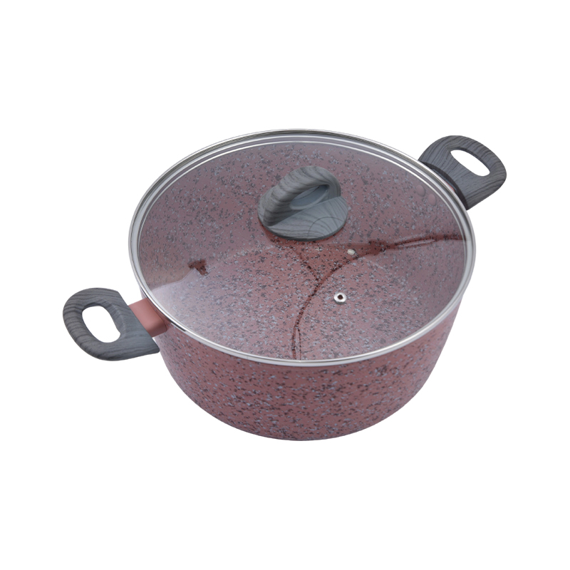 Casserole Aluminium Tempa dengan Granit Merah Muda