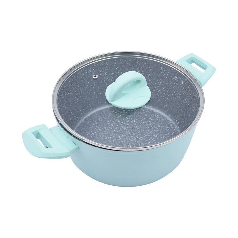 Casserole Aluminium Tempa dengan Lapisan Keramik Marmer Emas Hitam